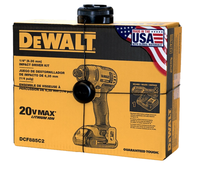 Package Wrap InVue  para asegurar un taladro DeWalt
