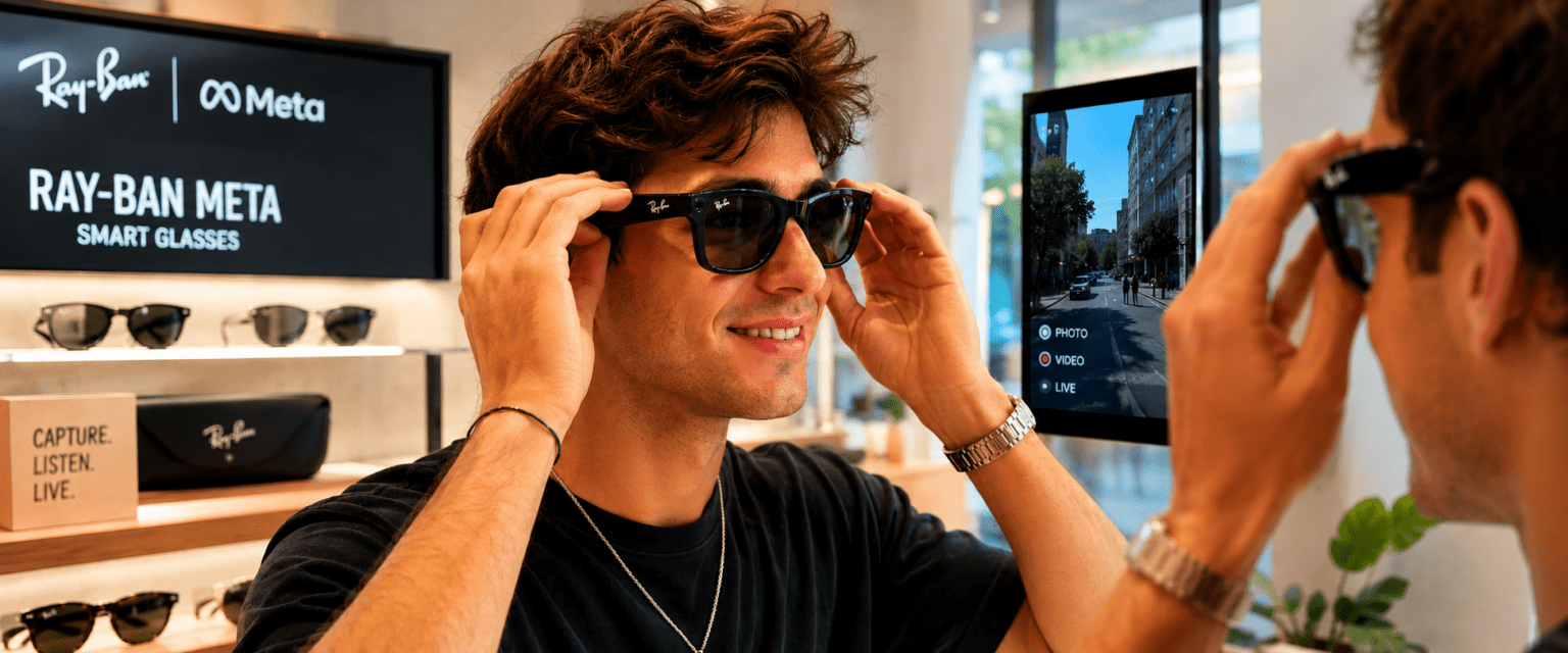 Probándome unas gafas Meta Ray-Ban