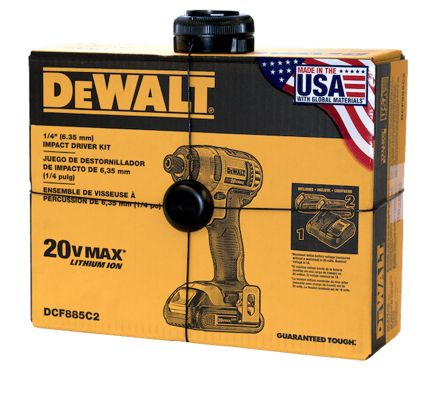 Package Wrap InVue  para asegurar un taladro DeWalt