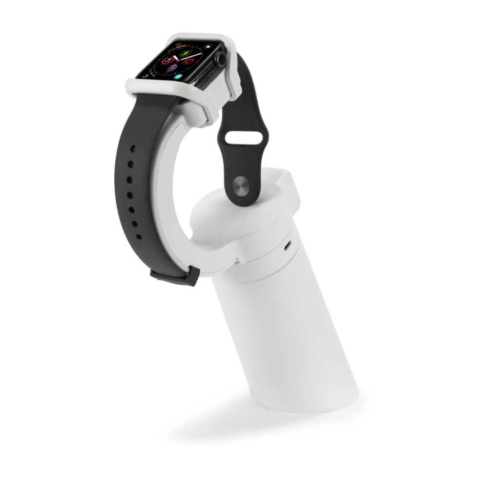 Smartwatch en expositor blanco