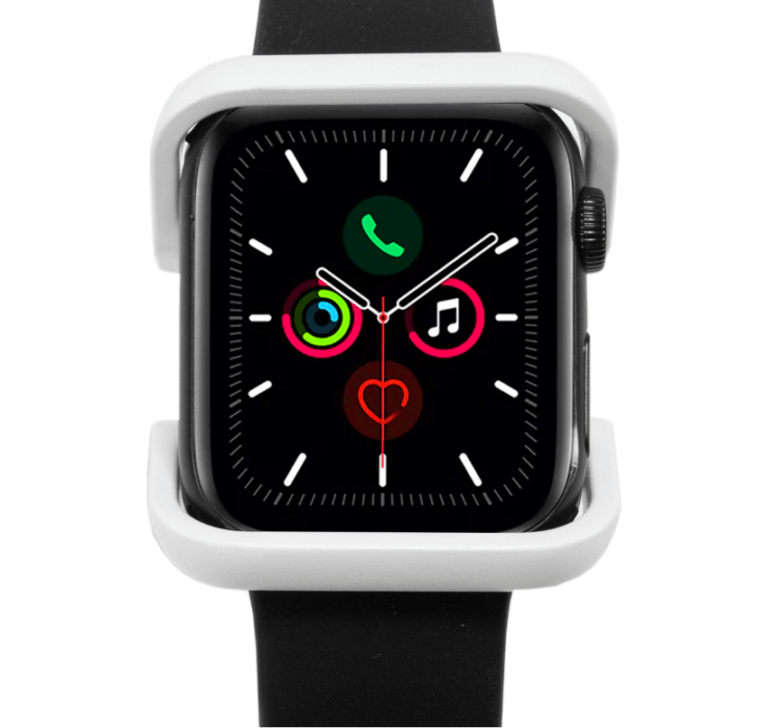 Primer plano de smartwatch negro con soporte de pantalla