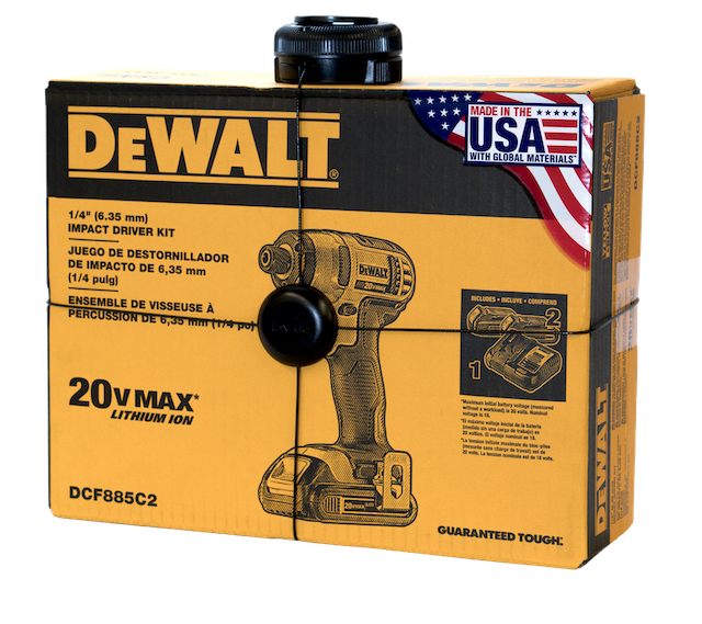 Package Wrap InVue  para asegurar un taladro DeWalt