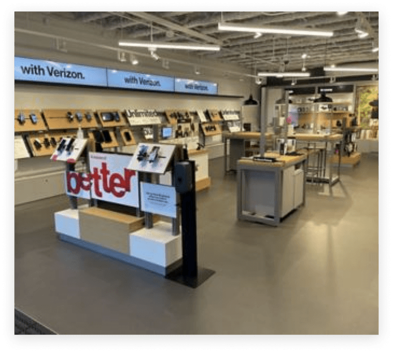 Productos instalados en una tienda de Verizon