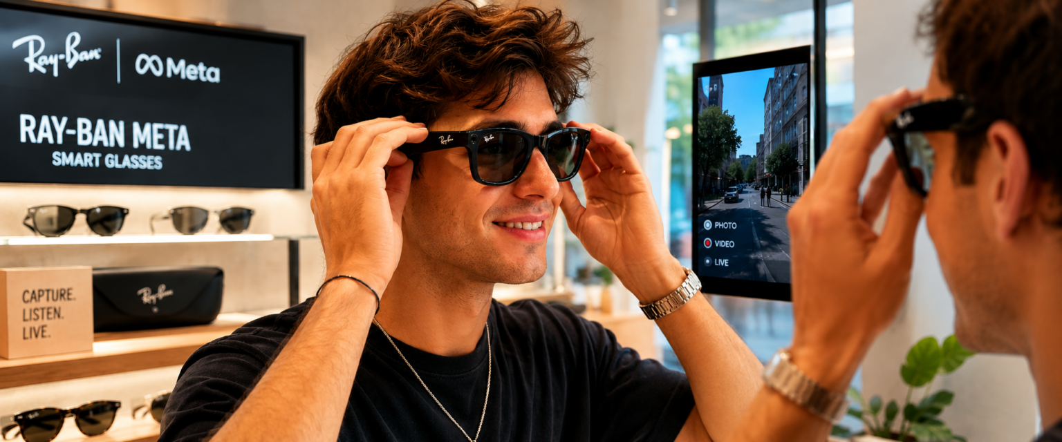 Probándome unas gafas Meta Ray-Ban